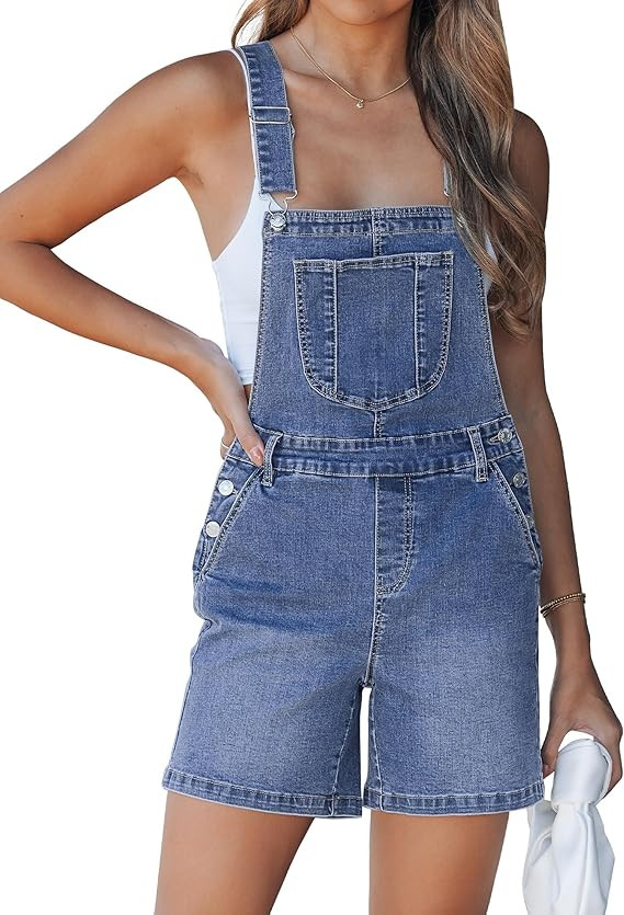 luvamia Denim Overalls for Women Loose Fit Baggy Jean Shorts Overall Bib Summer Casual Stretchy A... | Amazon (US)