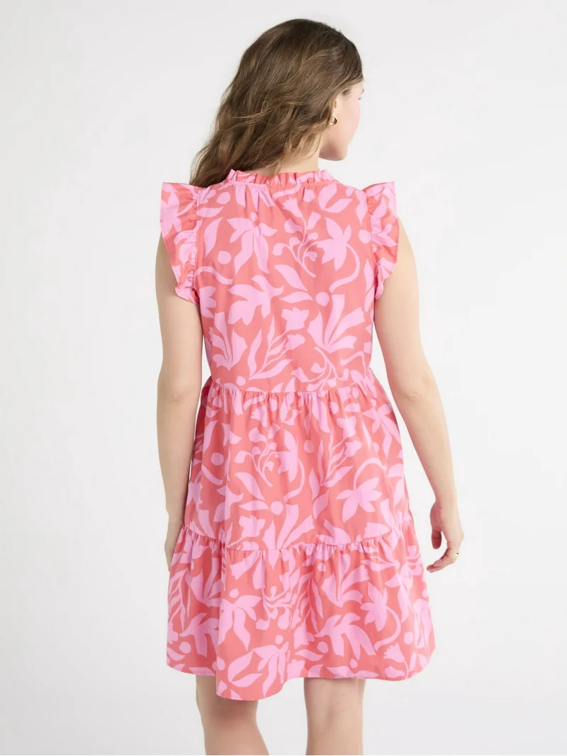 Time and Tru Women's Flutter Sleeve Mini Dress, Sizes XS-XXXL | Walmart (US)