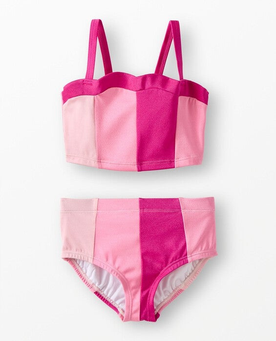 Girls' Dark Pink Ombre Two-Piece Shimmer Scalloped Swimsuit - Size Big Kids 12 by Hanna Andersson | Hanna Andersson