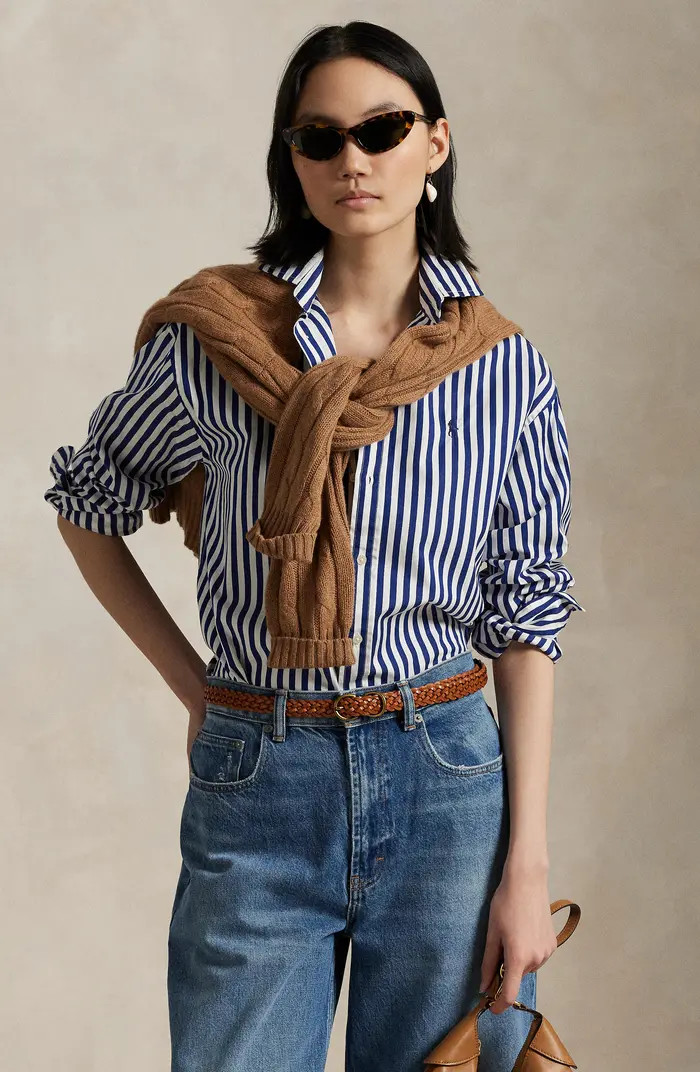 Stripe Relaxed Fit Cotton Button-Up Shirt | Nordstrom