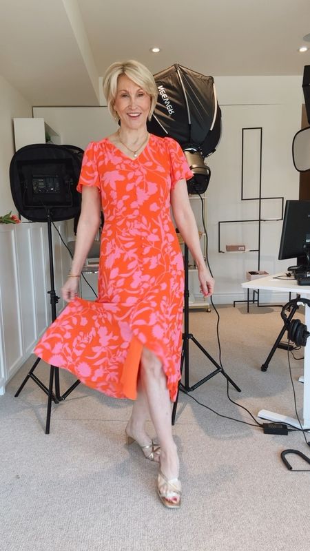 The perfect dress to wear if you are Mother of  the graduate, or you are going to a baby shower or bridal shower! This @talbotsofficial dress in pink and orange is fllowy and feminine! Plus, Talbots has a buy one get one free sale on right now. My stunning pearl jewelry is from @deandavidson who is always my favourite!

#LTKVideo #LTKover40 #LTKsalealert