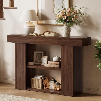 Tribesigns 53" Console Table for Entryway, 3-Tier Entryway Table Behind Sofa Couch with Storage Shelves, for Home Living Room Hallway,Brown | Target