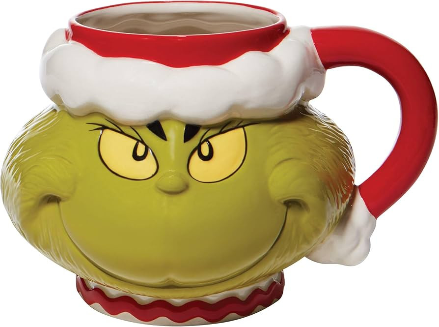 Department 56 Dr. Seuss Grinch Santa Face Sculpted Coffee Mug, 32 Ounce, Multicolor | Amazon (US)