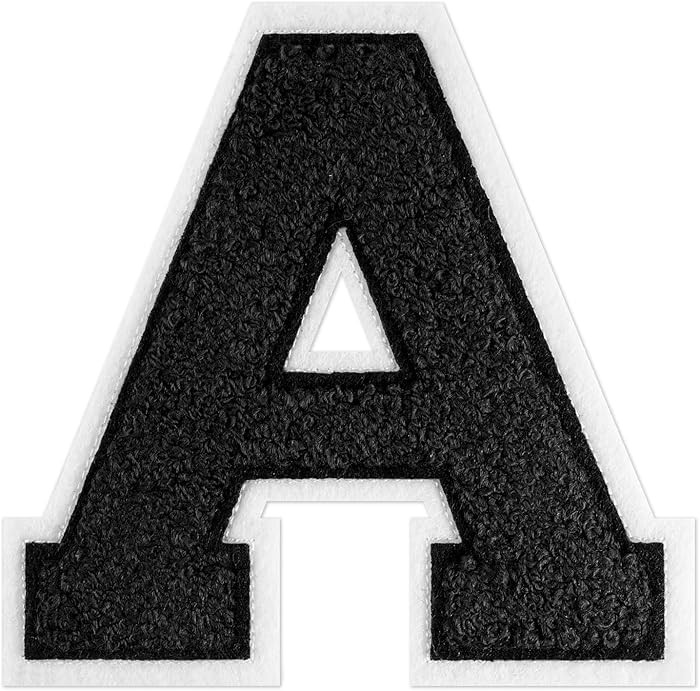 4-1/2" Varsity Letter Patches Chenille Black Iron On Letters Large Letterman Jacket Patches Iron ... | Amazon (US)