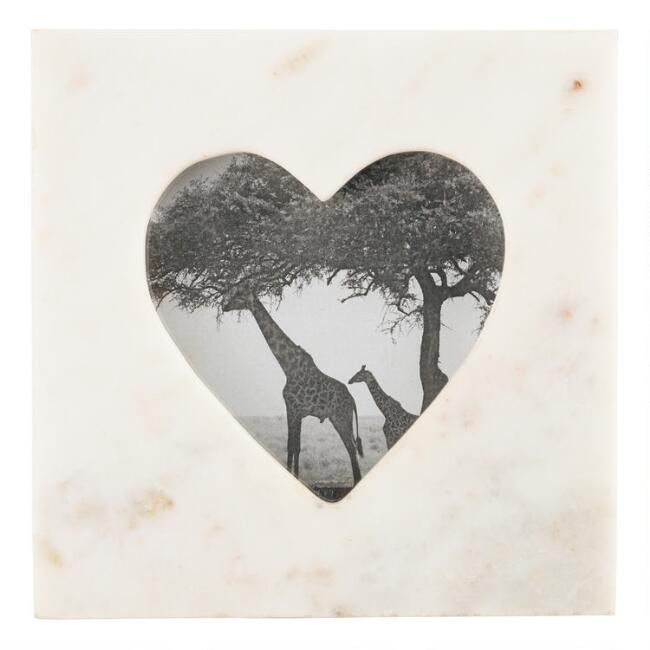 Square White Marble Heart Frame | World Market