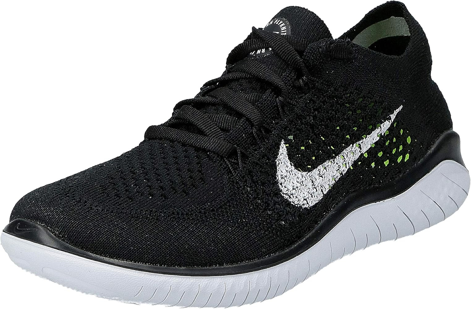 Amazon.com | Nike Womens Free RN Flyknit 2018 Running Athletic, Black/White (Black Upper), 7 | Ro... | Amazon (US)