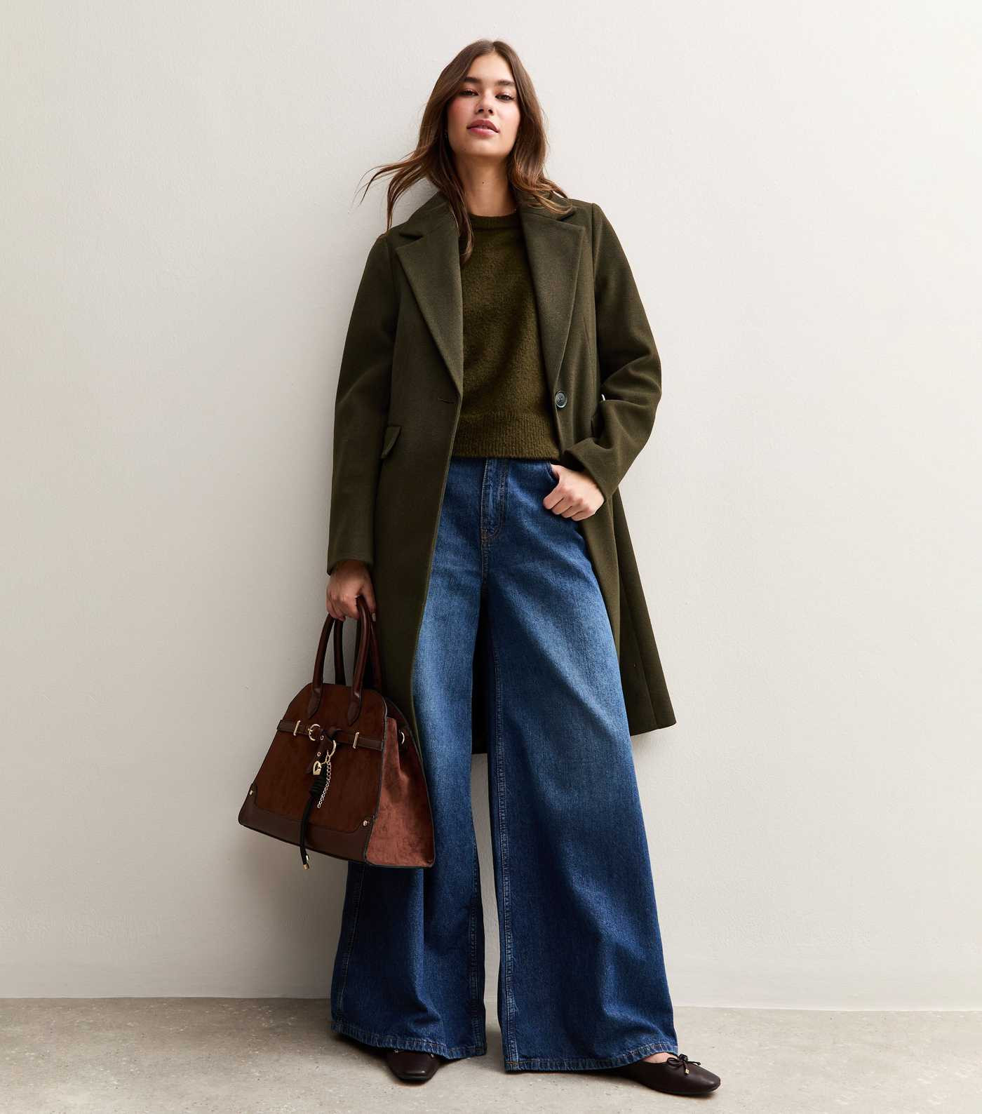 Dark Khaki Single Button Lined Coat | New Look | New Look (UK)