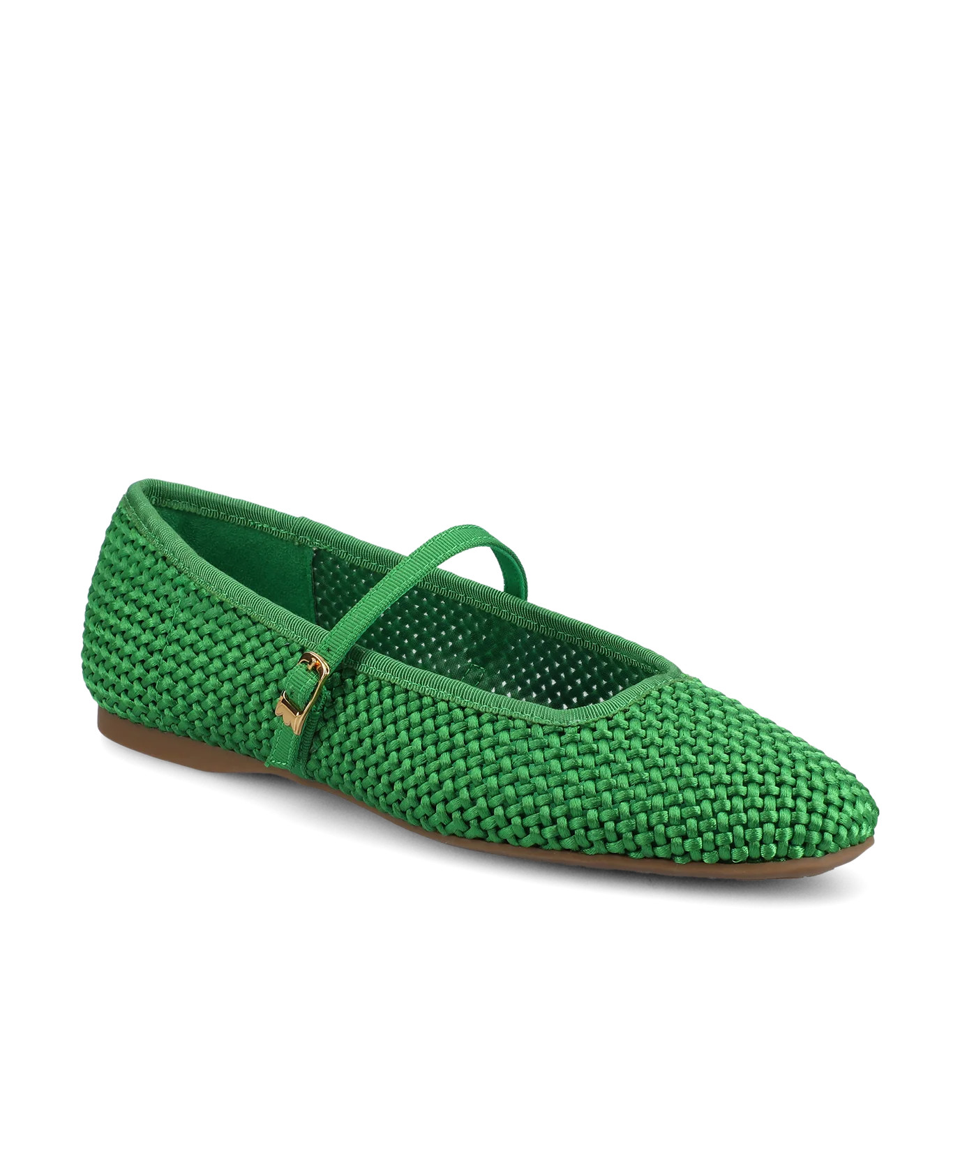 The Hummingbird Mary Jane - Kelly Green Woven Satin | Birdies