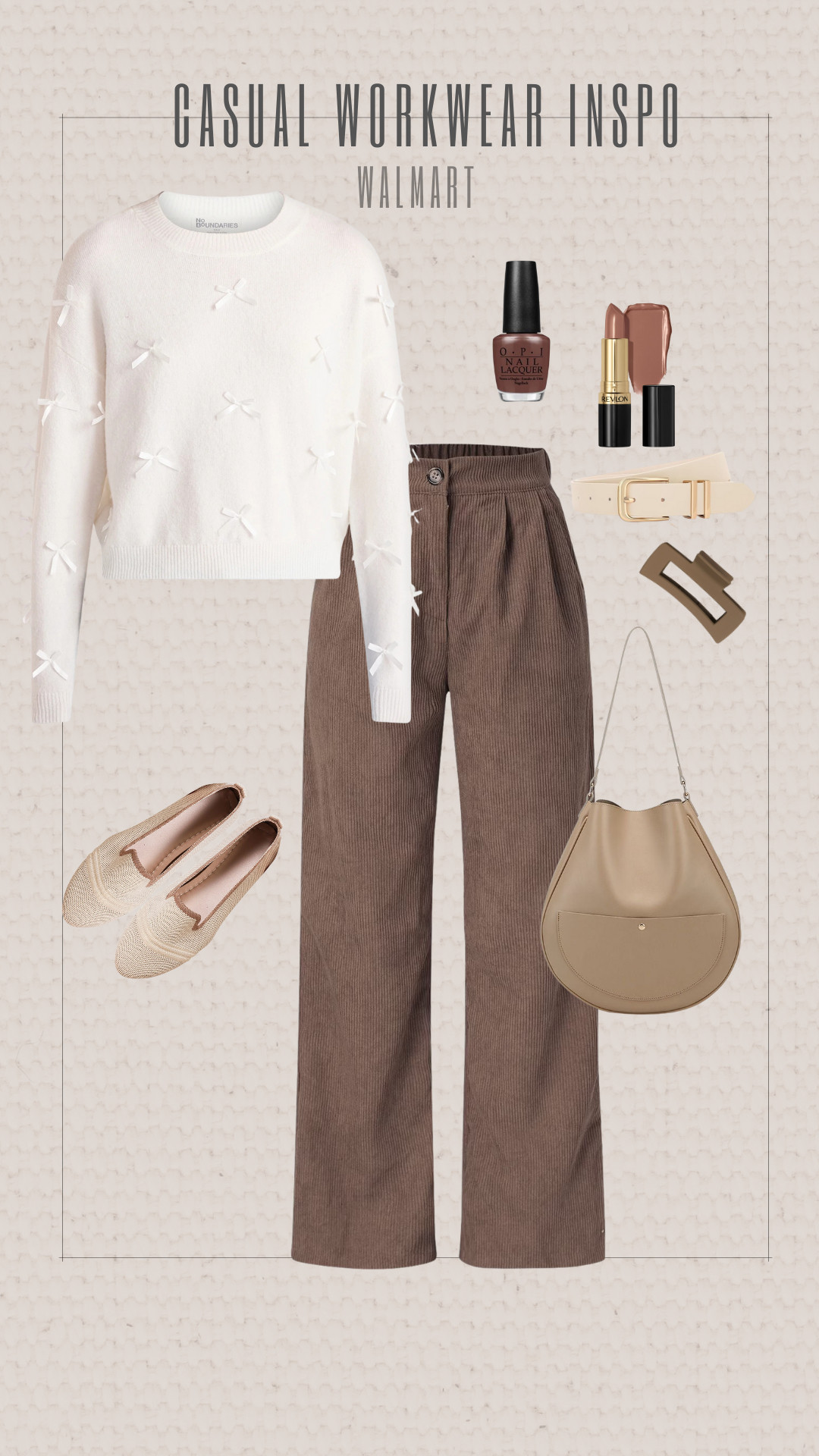 Casual Workwear Inspo 

Cozy casual workwear that still looks polished. I love an elevated neutral moment that feels effortless but pulled together. These cord pants are flattering and comfortable for the office or running errands, and the sweater detail is so pretty without trying too hard.

  Walmart workwear office style fall outfit cozy neutral everyday chic polished casual wardrobe staples brown tones elevated basics comfortable style on the go 

 

#LTKFindsUnder50 #LTKOver40 #LTKWorkwear