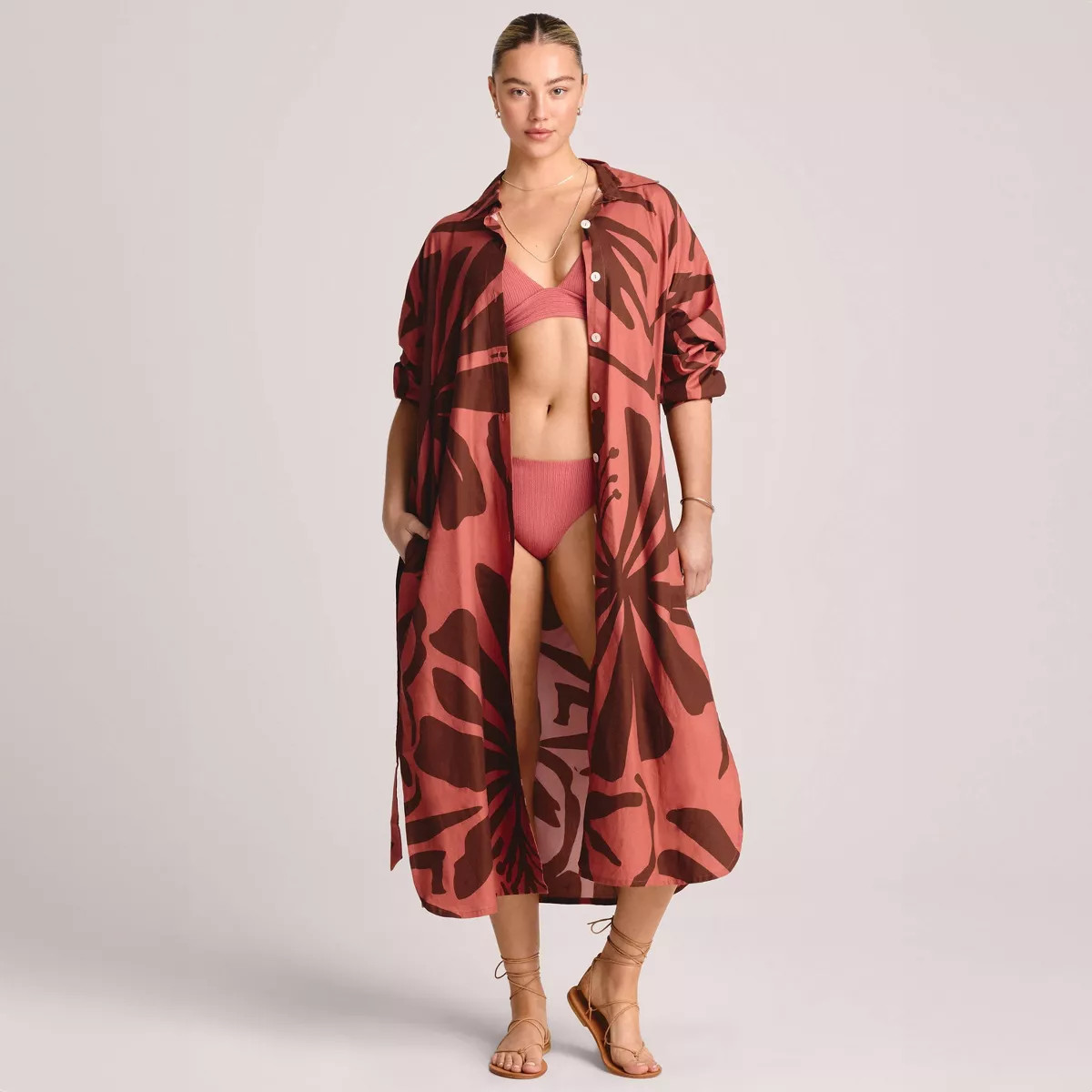 Vitamin A Women's Twill Midi Cover Up Dress with Belt | Target