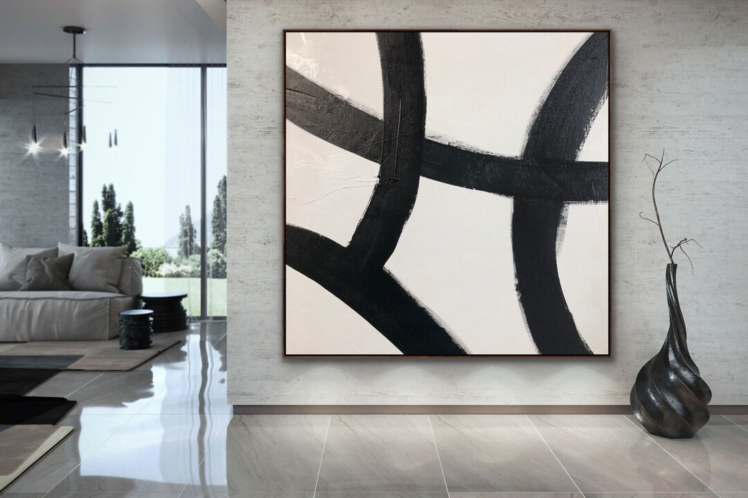 Extra Large Wall Art Original Abstract Art Black White Minimal Abstract Painting Custom Handmade ... | Etsy (US)