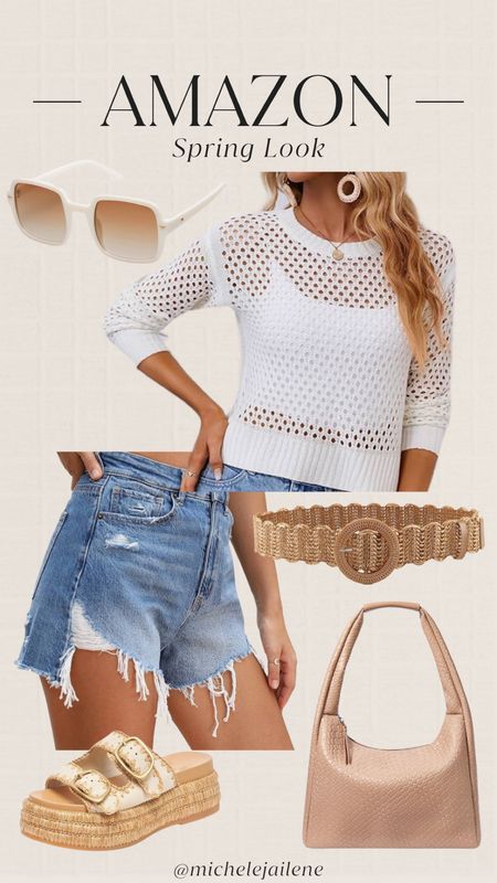 AMAZON- Spring look

Casual look, spring outfit, amazon style, denim shorts, distressed denim shorts, distressed denim shorts, medium wash denim, crochet sweaters, long sleeve sweater, neutral look, white crochet sweater, straw belt, decorative belt, spring belt, shoulder bag, woven handbag, neutral handbag, platform sandals, espadrille sandals, slide on sandals, neutral outfit, sunglasses, square sunglasses, gold and brown sunglasses 

#LTKstyletip #LTKfindsunder50 #LTKfindsunder100