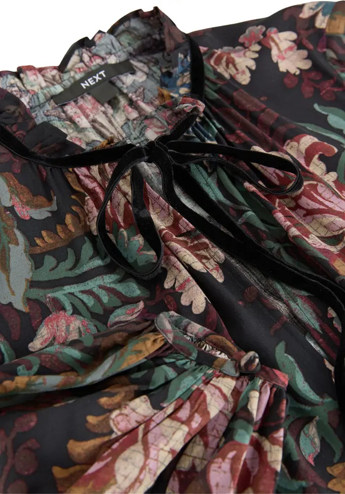 NEXT Floral Long Sleeve Ruffle Hem Dress | Nordstrom | Nordstrom