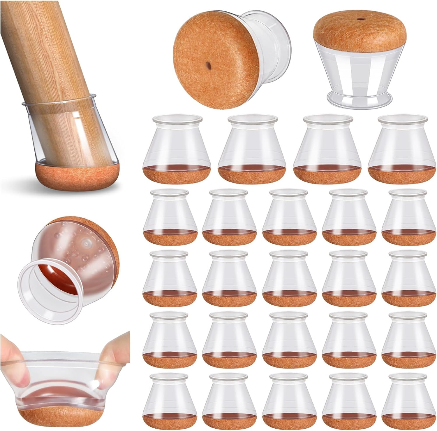 PISAO 24 Pcs Chair Leg Floor Protectors Caps Cover Pad for Hardwood Floors | Amazon (US)