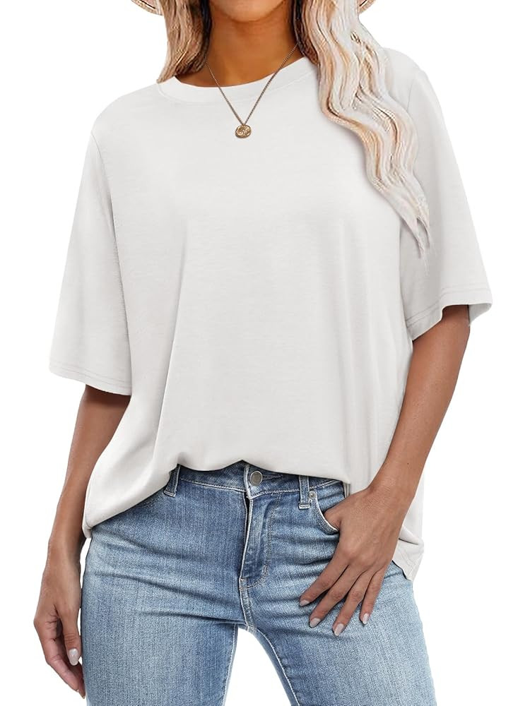 ANRABESS Womens Oversized T Shirts Short Sleeve Crewneck Tops Casual Loose Basic Tee Shirts 2025 ... | Amazon (US)