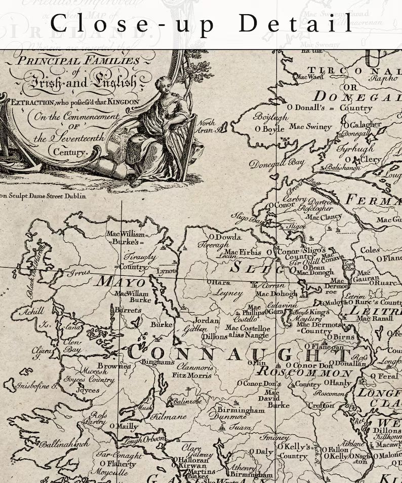 1795 Irish Surname Map Print  Vintage Ireland Map Art | Etsy | Etsy (US)