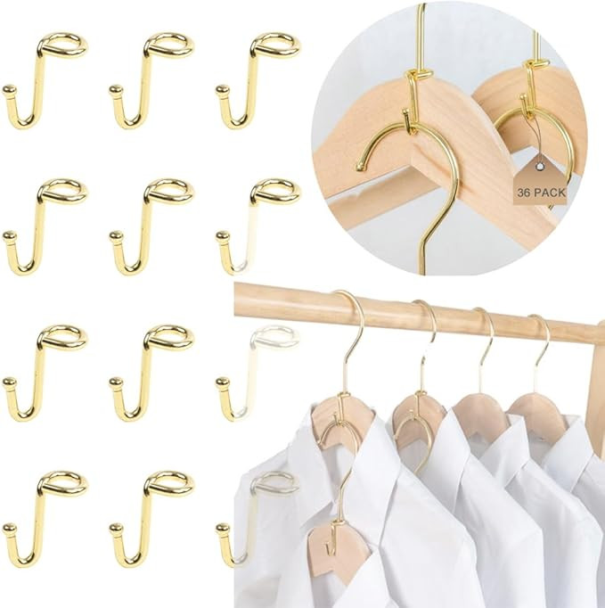 Metal Clothes Hanger, 36 Pack Connector Hooks Stable Gold Metal Outfit Hangers Extender Clips Org... | Amazon (US)