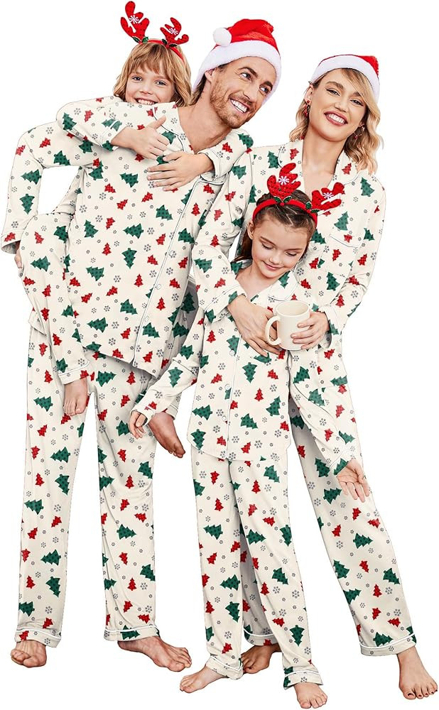 Ekouaer Christmas Family Matching Pajamas Long Sleeve Button Down Pj Set Festival Party Sleepwear | Amazon (US)