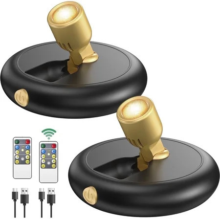 SZRSTH LED Spotlight Indoor - 2Pcs Battery Spot Light with Dimmable Timer Remote for Wall Display Painting Dartboard Artwork Accent | Walmart (US)