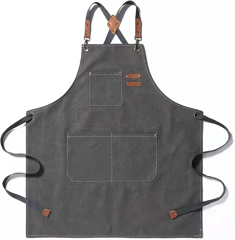 Tosewever Canvas Cross Back Chef Cotton Aprons for Men Women with Large Pockets | Amazon (US)