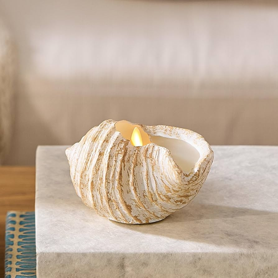 Luminara Coastal Seashell Flameless Candle Moving Flame LED Real Wax Candle (Tun Shell) | Amazon (US)