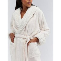 Boux Avenue Fur Heart Long Dressing Gown - Beige | Very (UK)