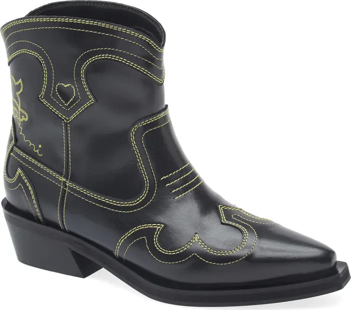 Ganni Embroidered Western Bootie (Women) | Nordstrom | Nordstrom
