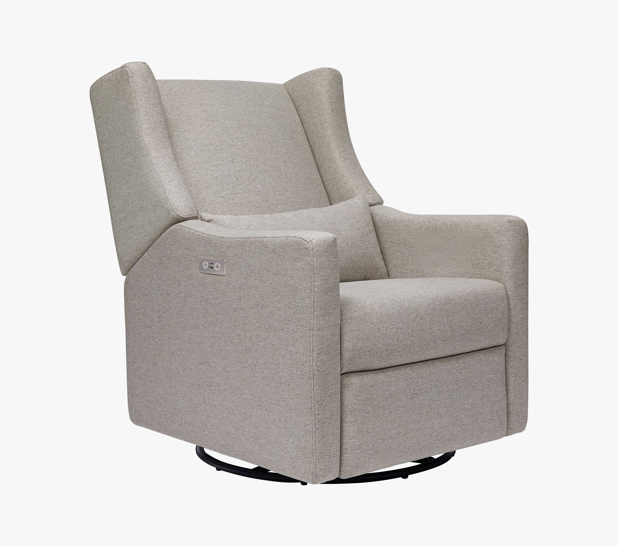 Babyletto Kiwi Swivel Glider & Recliner w/USB Port, Performance Gray Eco-Weave | Pottery Barn Kids