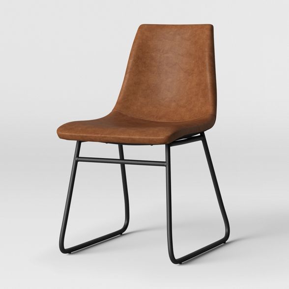 Bowden Faux Leather And Metal Dining Chair Caramel - Project 62™ | Target