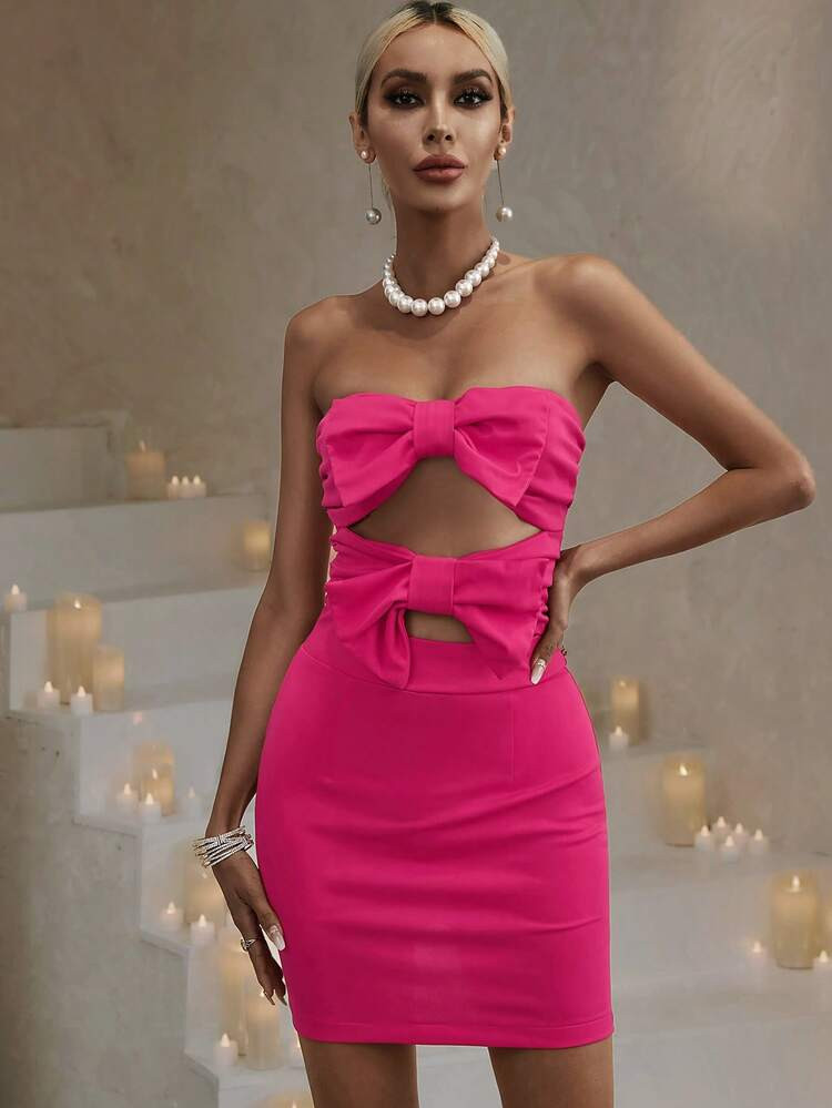SHEIN BAE Bow Front Cut Out Tube Bodycon Dress
       
              
              $8.50  
     ... | SHEIN
