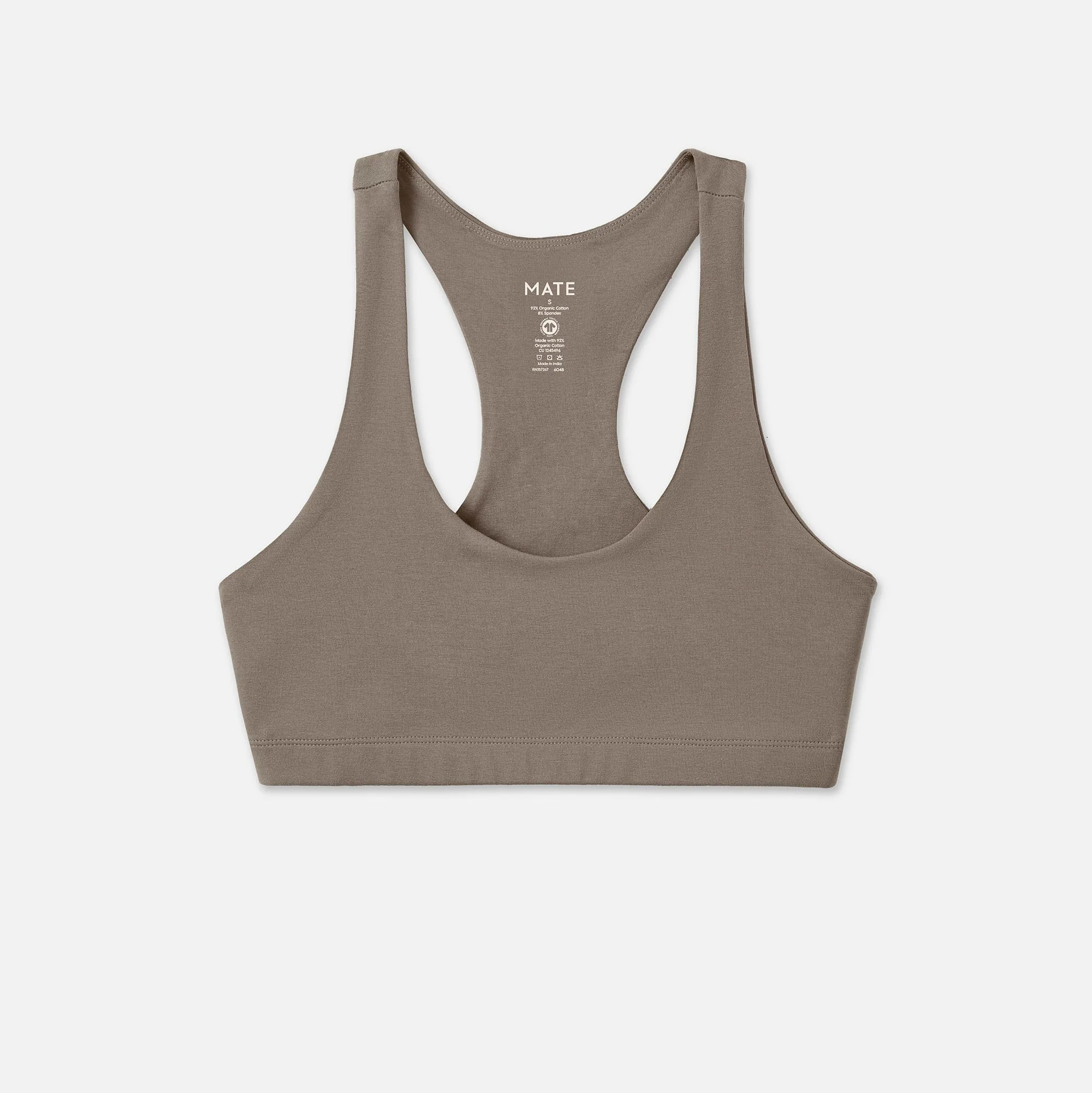 Organic Stretch Sports Bra - PEBBLE / S | MATE The Label