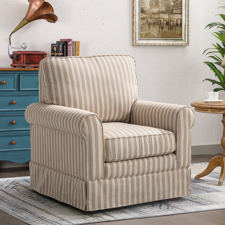 Ebello 30" Wide Bohemian Cotton Blend Vertical Stripe Sloped Arm Swivel Accent Chairs for Adults,... | Walmart (US)