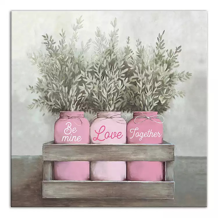 Valentine's Day Mason Jar Canvas Art Print | Kirkland's Home