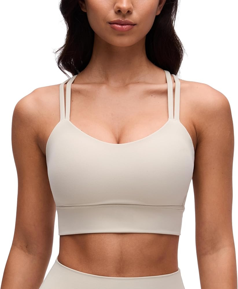 CRZ YOGA Softness Mold Butterluxe Strappy Longline Sports Bras for Women - Double Spaghetti Strap... | Amazon (US)