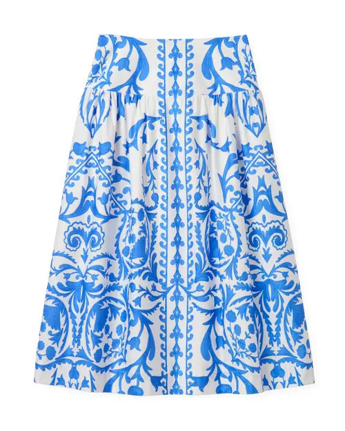 Cartolina Georgia Printed Midi Skirt in Provence Blue at Nordstrom, Size Small | Nordstrom