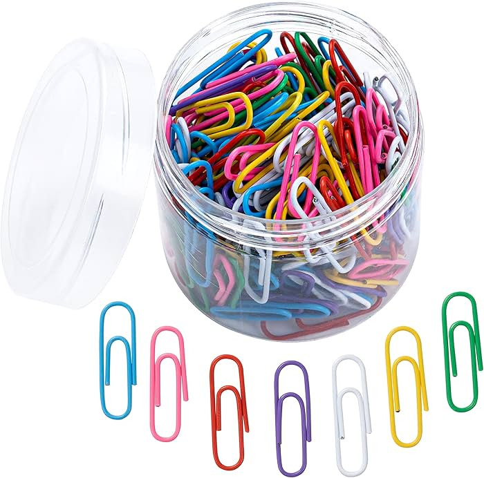 200 Colorful Paper Clips, 28mm - Reusable for School, Office, Folders, Bookmarks, DIY Albums | Amazon (US)