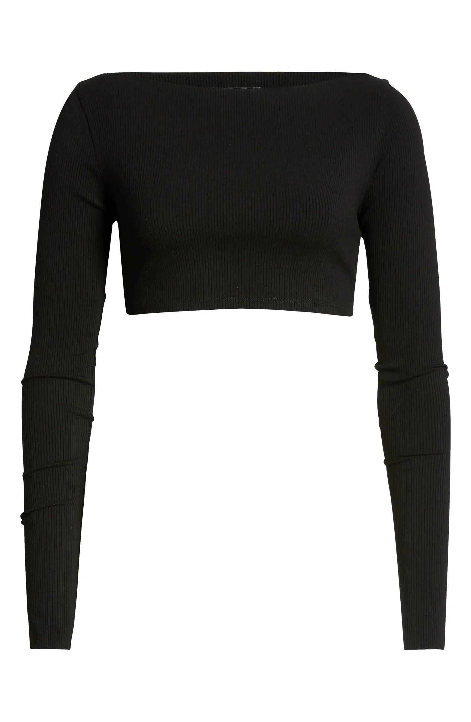 Naked Wardrobe Boat Neck Long Sleeve Crop T-Shirt | Nordstrom | Nordstrom
