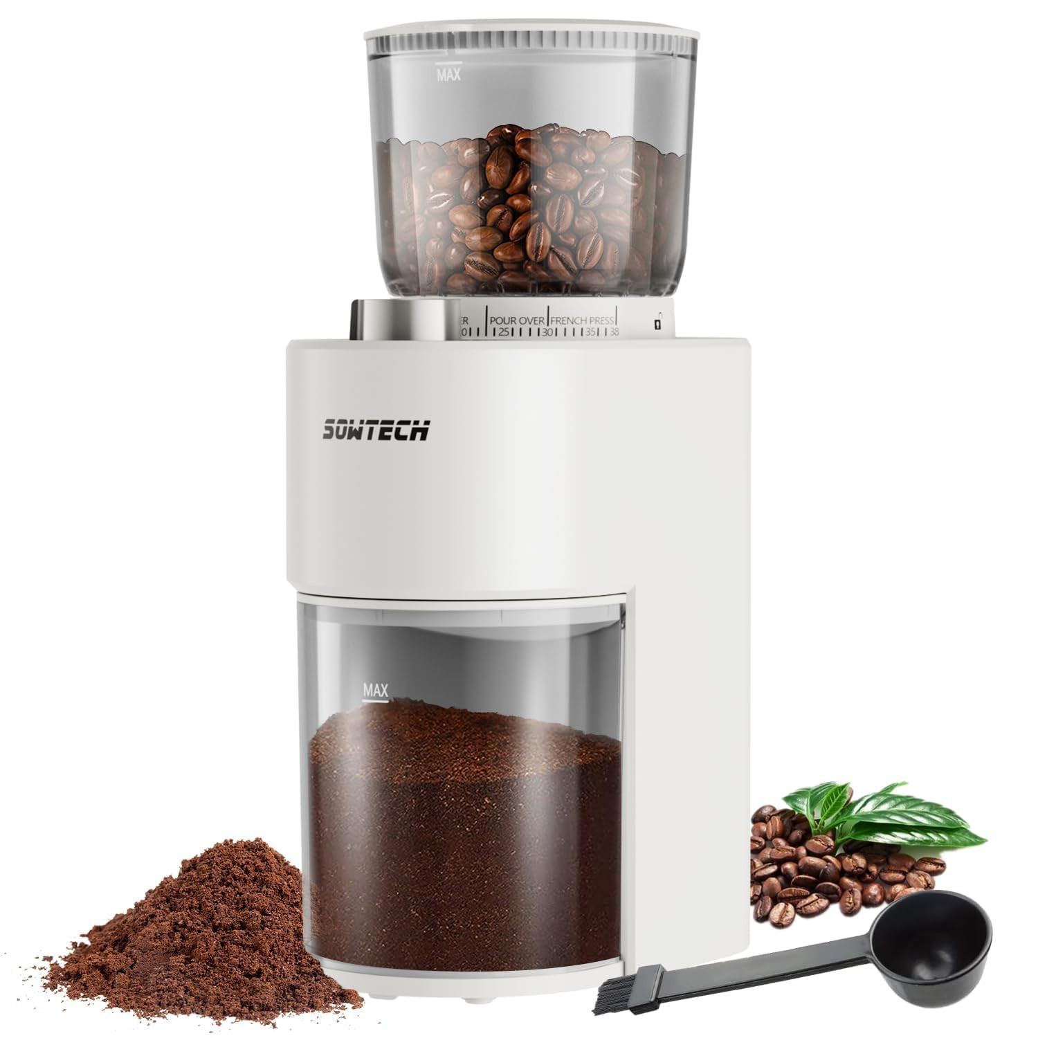 SOWTECH Anti-static Conical Burr Coffee Grinder, Adjustable Electric Mill, 38 Precise Grind Setti... | Amazon (US)
