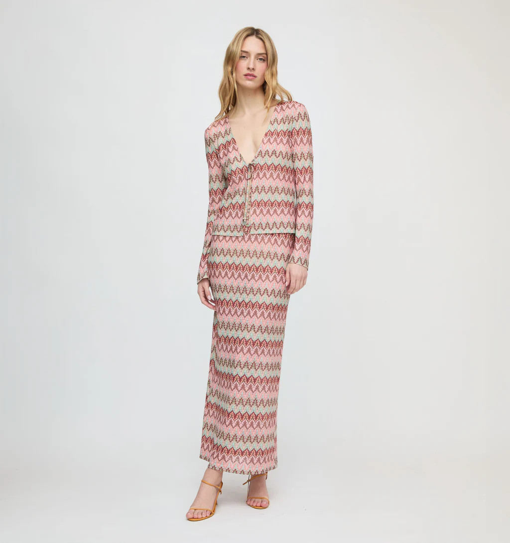 The Zoey Maxi Skirt - Pink Multi Smooth Shimmer Knit | Hill House Home US
