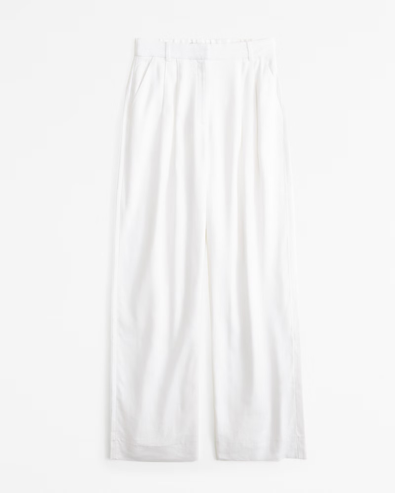 Curve Love A&F Sloane Tailored Linen-Blend Pant | Abercrombie & Fitch (US)