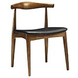 Modway Tracy Mid-Century Modern Wood and Faux Leather Upholstered Dining Chair in Black | Amazon (US)