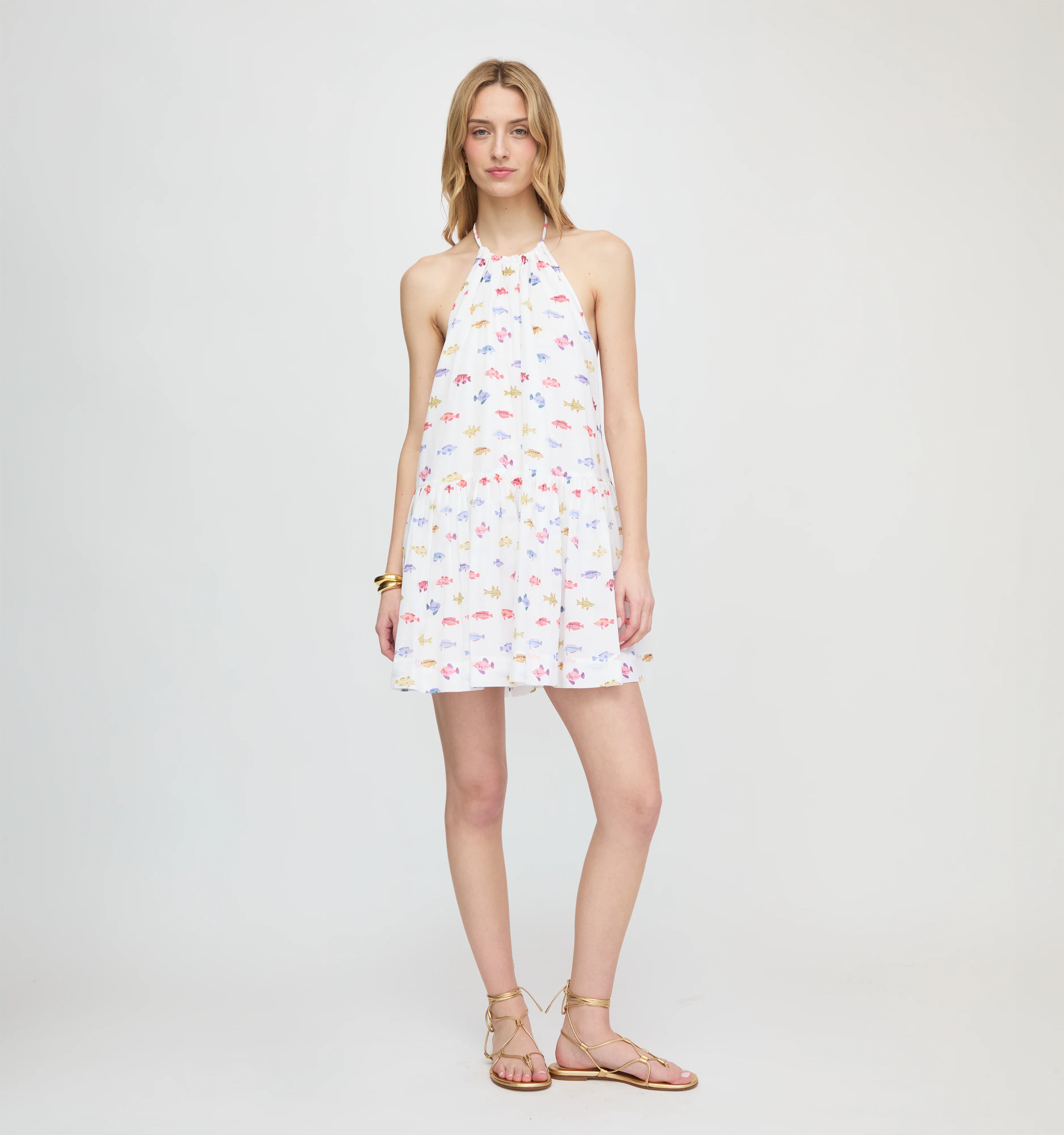 The Sol Tunic Dress - White Rainbow Fish | Hill House Home US