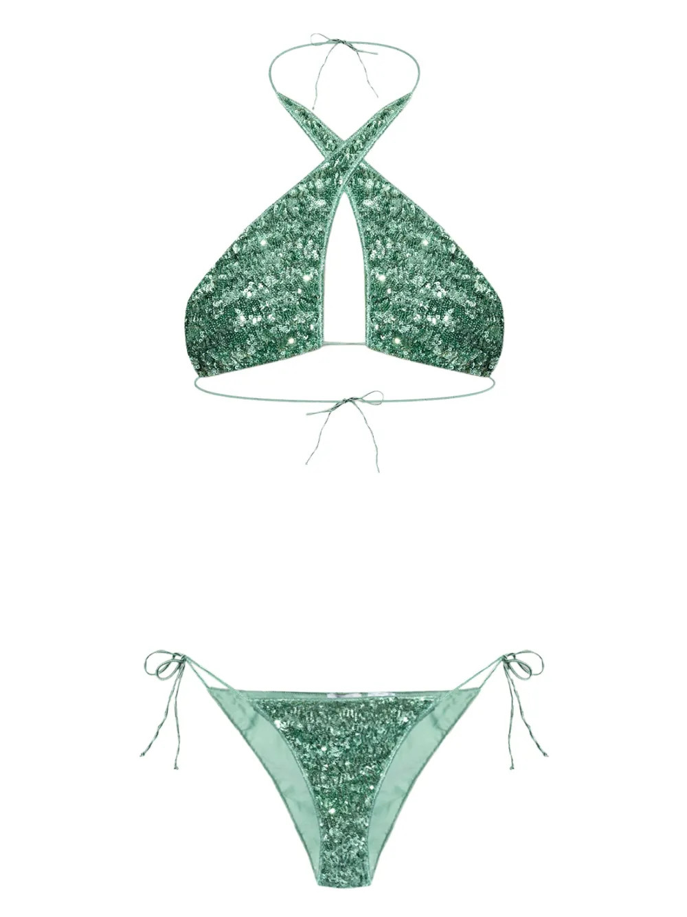 Oséree sequin-embellished Halterneck Bikini - Farfetch | Farfetch Global