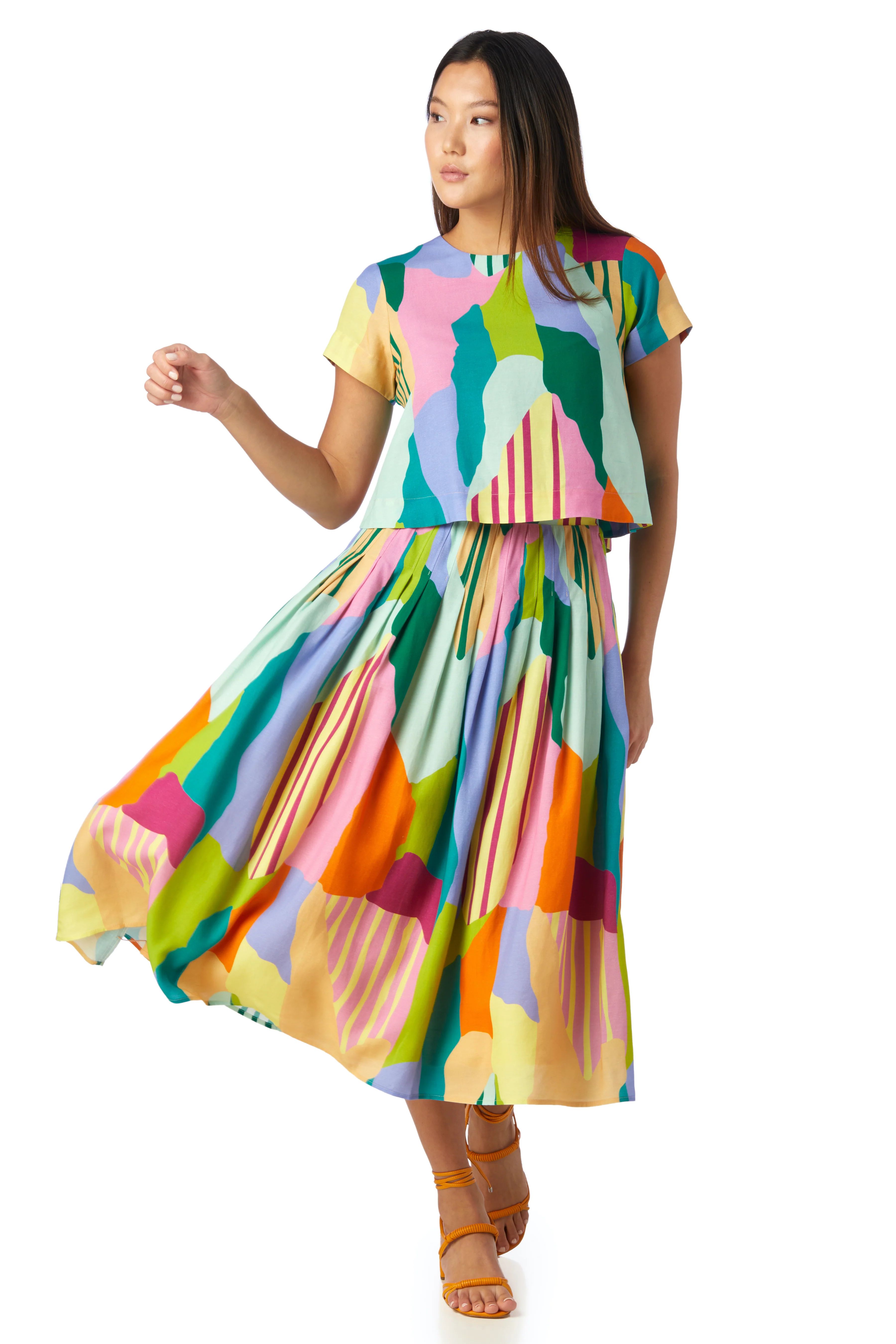 Mallie Midi Skirt in Color Fields - CROSBY by Mollie Burch | CROSBY by Mollie Burch