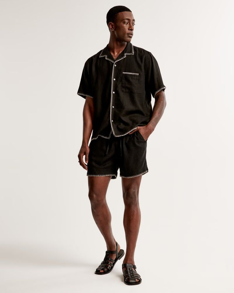 Men's Linen-Blend Pull-On Short | Men's New Arrivals | Abercrombie.com | Abercrombie & Fitch (US)