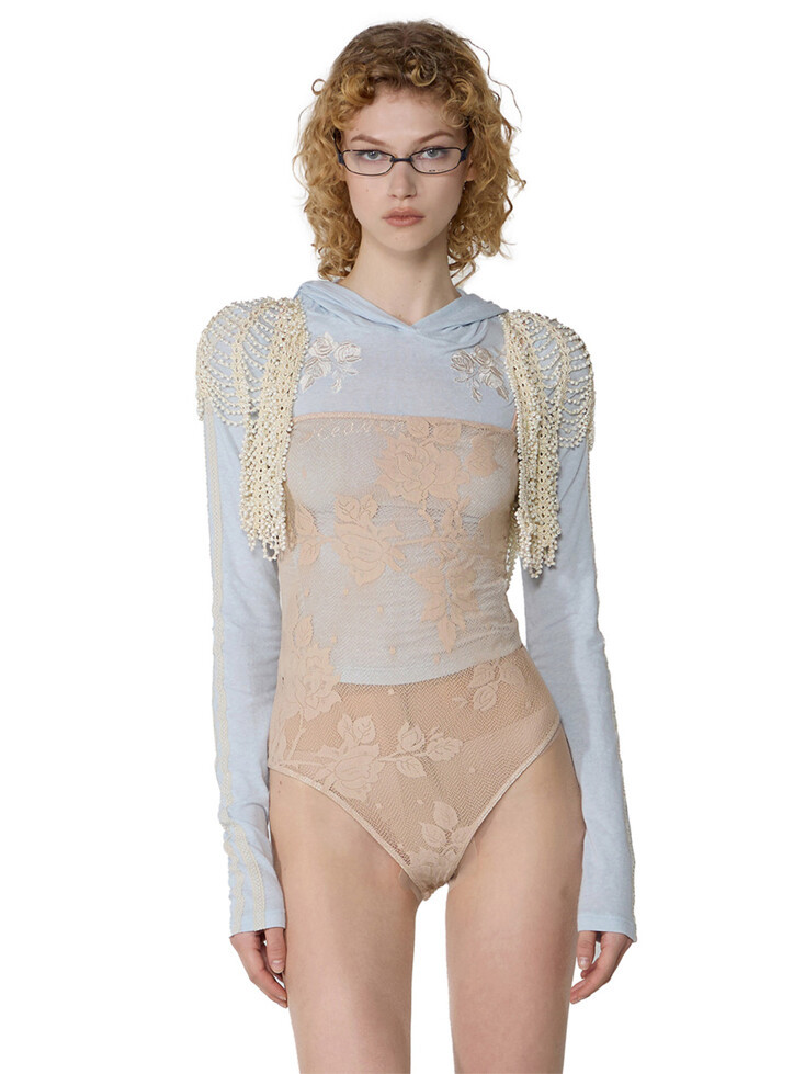 Rose Angora Hoodie Tee Baby Blue | EQL Store