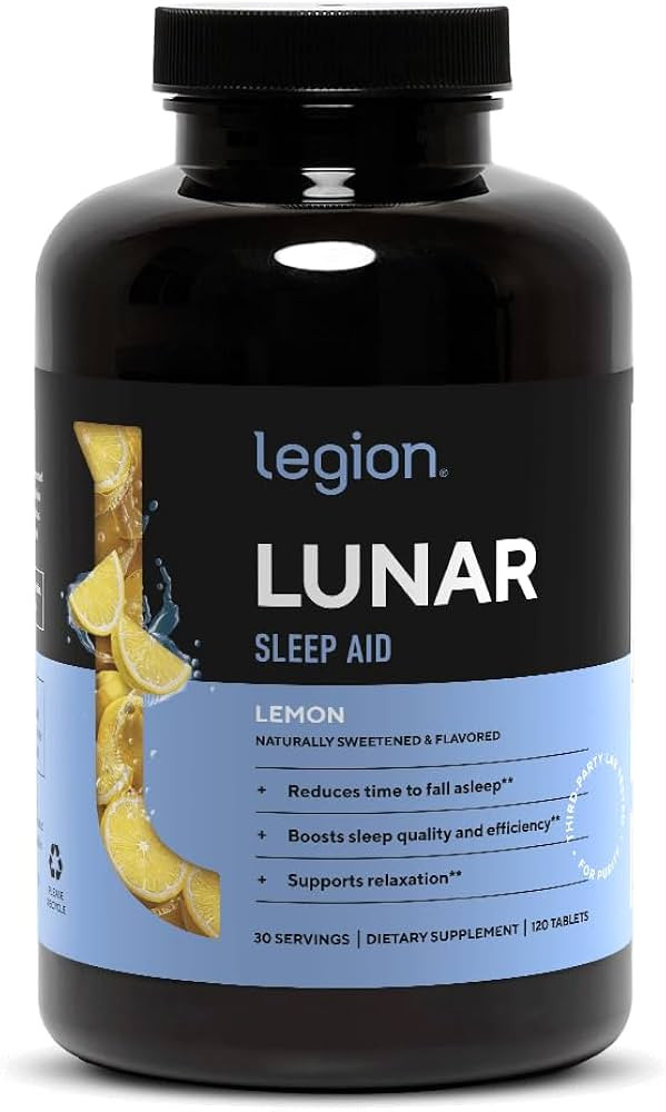 LEGION Lunar Natural Sleep Aid Chewable Tablets with Melatonin, L-Glycine, 30 Serving | Amazon (US)