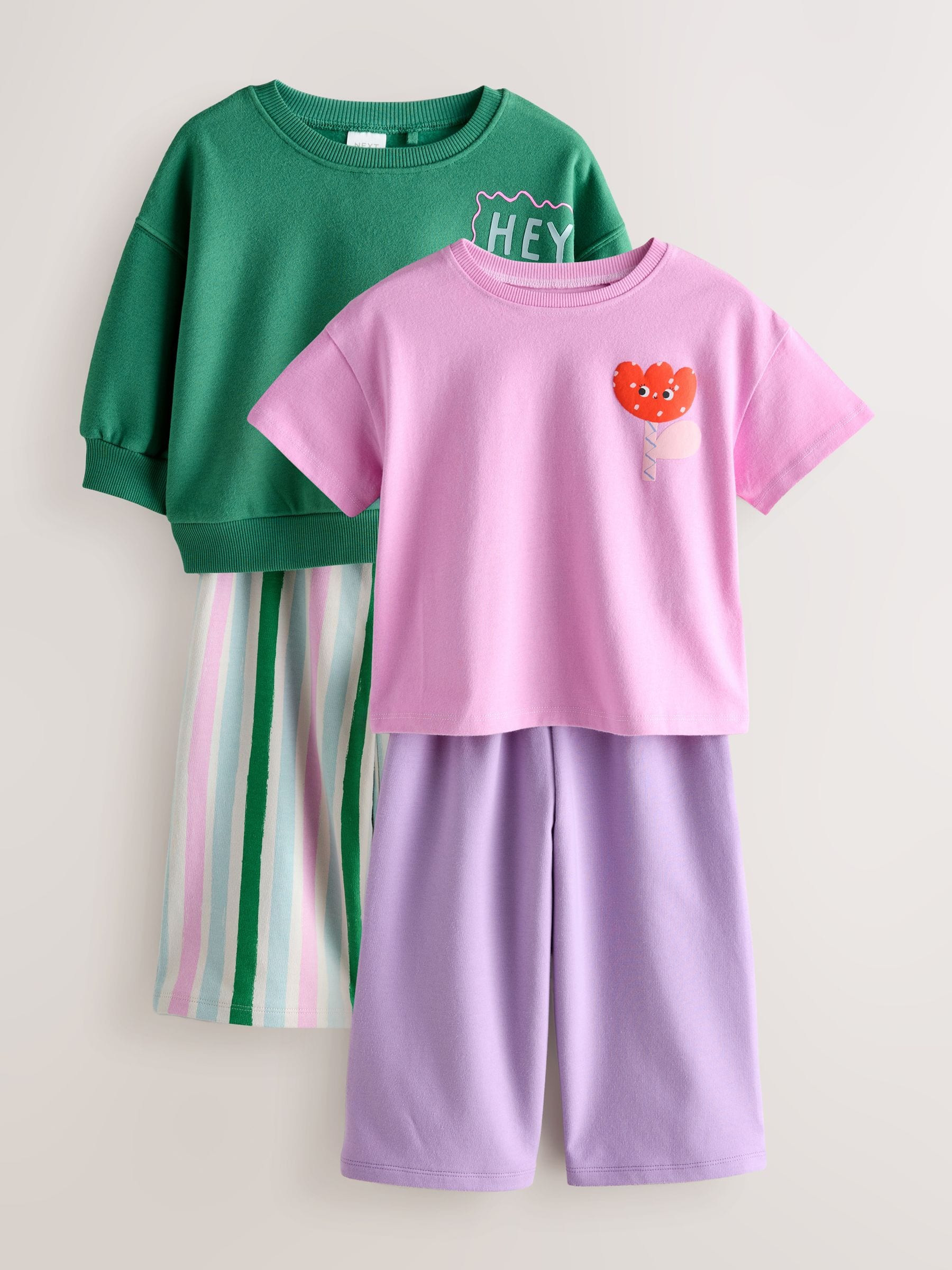 next Green/Pink Top & Trousers Set 2 Pack (3mths-7yrs) | Next US