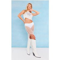 White Crochet Open Knit Maxi Skirt | PrettyLittleThing US