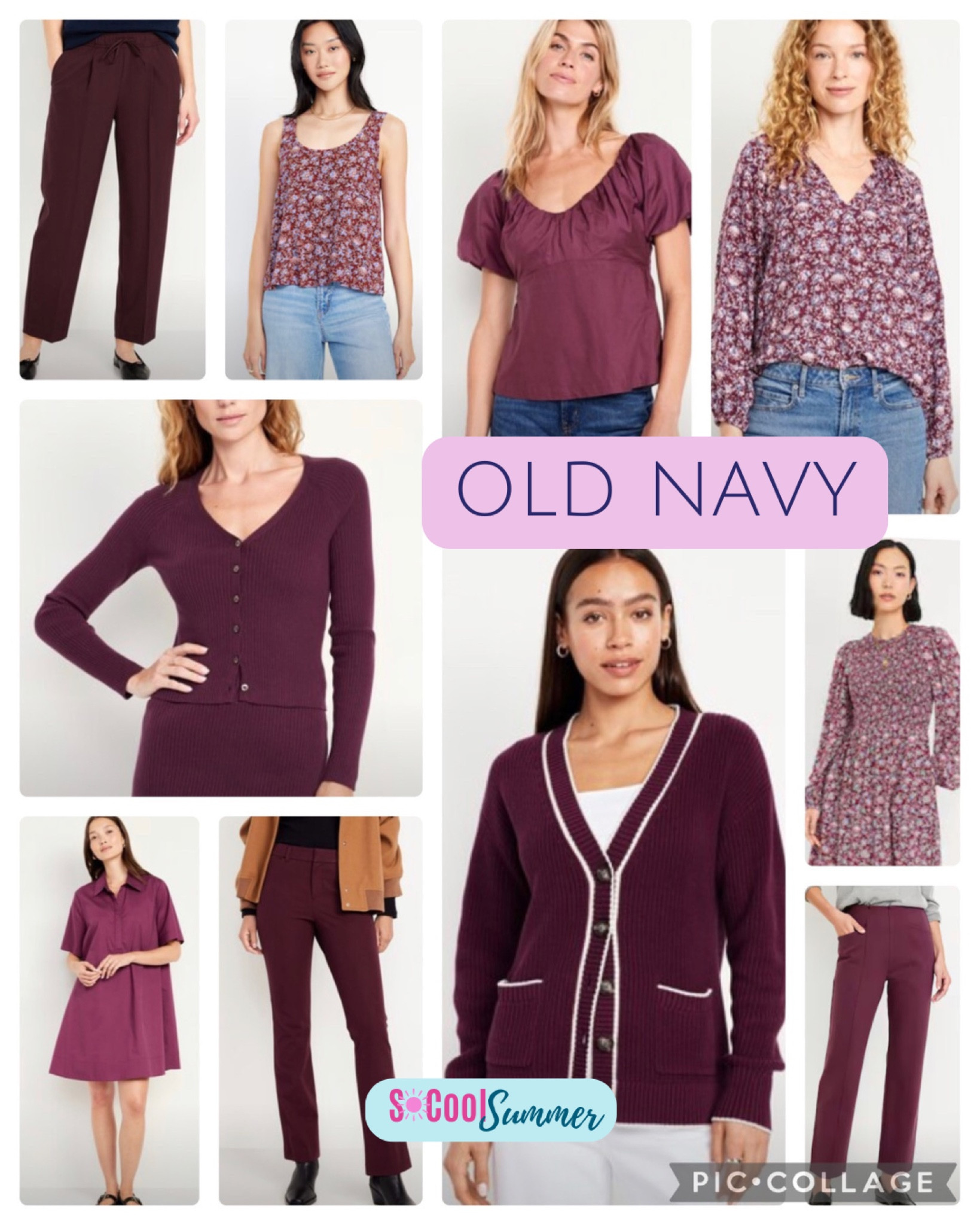 Burgundy at Old Navy for the fall.  I’m eyeing those pants and that trimmed cardigan!

#hocsummer #coolsummer #lightsummer #truesummer #softsummer #pastelsummer #darksummer #brownsummer #sweetpeasummer #summerpalette #summerfinds

#LTKSeasonal #LTKSaleAlert #LTKBacktoSchool